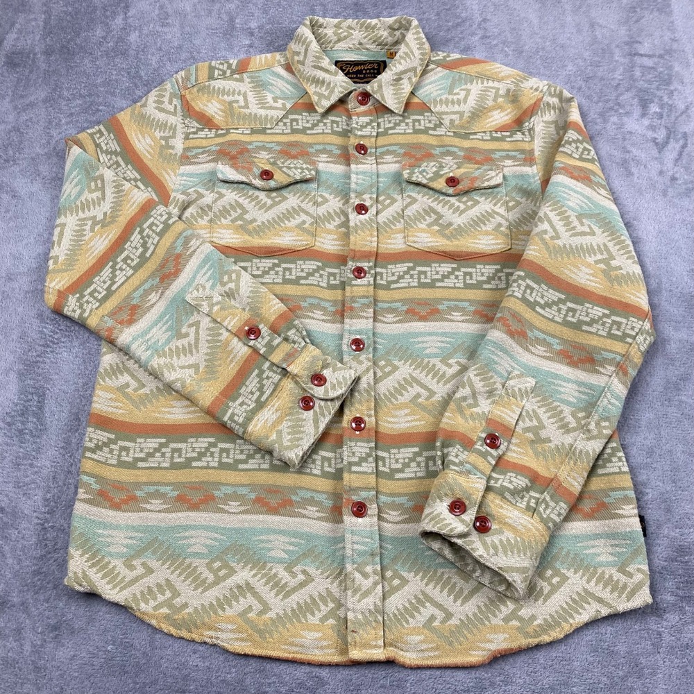 Howler Brothers M Sheridan Western Southwestern Jacquard Shirt Men Flannel